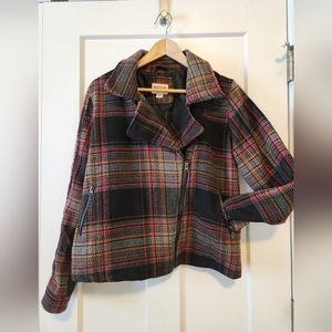 Moto Styled Plaid bomber style coat Size XL